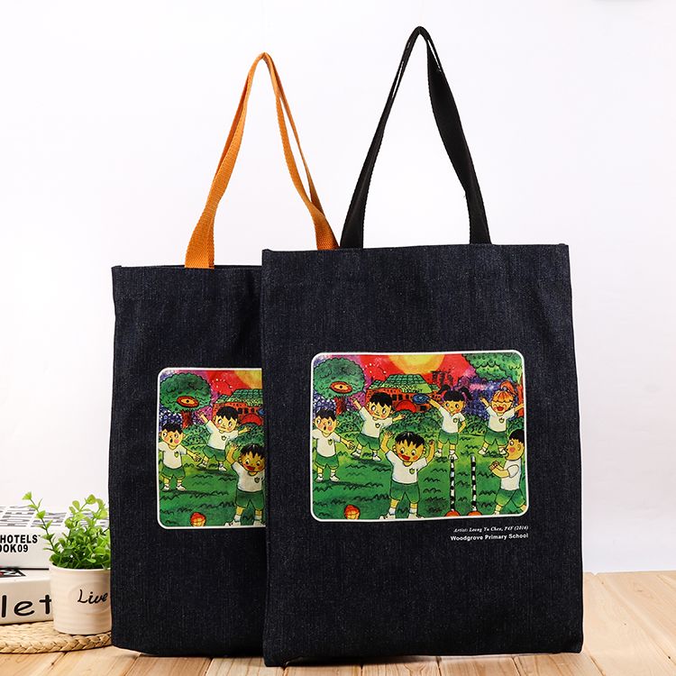 加厚牛仔布环保购物袋单肩包韩版学生手提袋水洗经典牛仔蓝帆布包