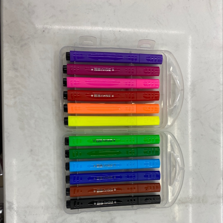 Purple Mouse Zs-204 Triangle Rod 12 Color Large Capacity Washable Watercolor Pen Specification drawing