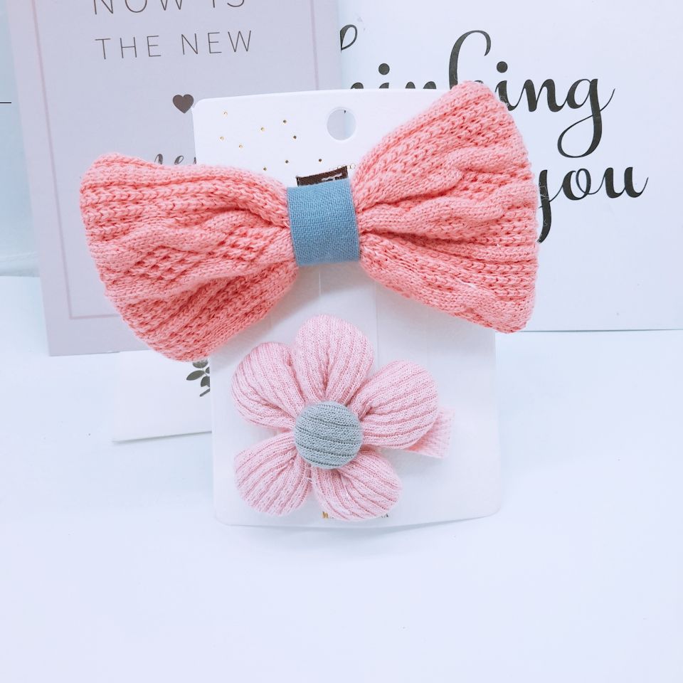 Korean version of Instagram cute little flower hairpin children's plaid fabric bow hairpin girl bangs clip clip headdress details Picture
