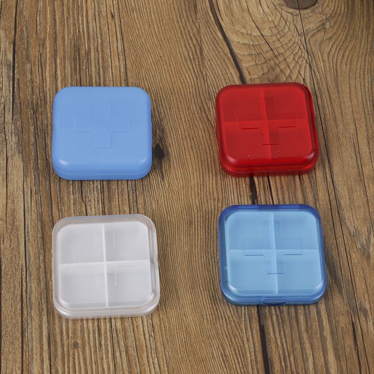 Plastic 6-compartment and 4-compartment cross-shaped medicine box sealed portable storage box with lid, mini medicine box for dispensing pills, storage box for cosmetics, storage box for jewelry details Picture