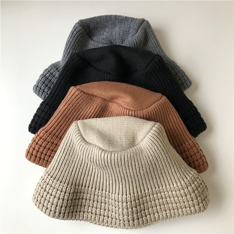 Autumn And Winter New Thickened Knitted Wool Bucket Hat Abstinence Small Fisherman Hat Day Bell Basin Hat Women's Hat full figure