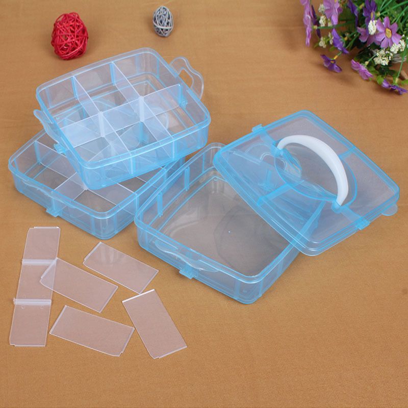 Small three-layer 18-compartment portable detachable storage box, hardware tool combination and organization box Specification image