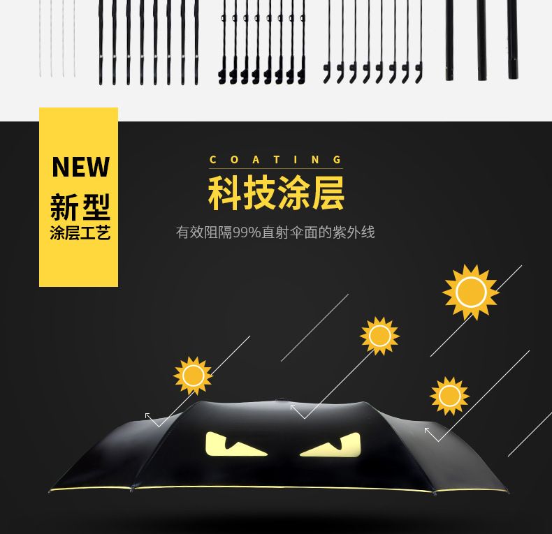 创意小恶魔晴雨伞 黑胶防晒折叠三折学生遮阳伞便携遮阳太阳伞女详情图9