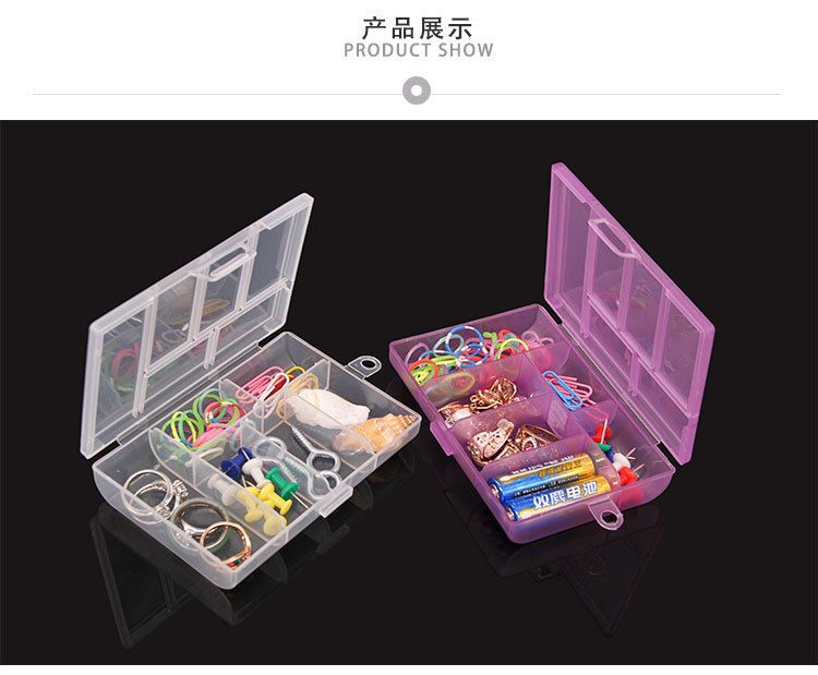 New PP transparent 6-compartment covered classification and organization box desktop organization and storage box detail image 7