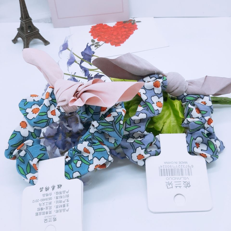 New knotted rabbit ear ribbon, large intestine ring, hair ring, women's waist wrap style, direct sales from the manufacturer of European and American fabric rings detail image 2
