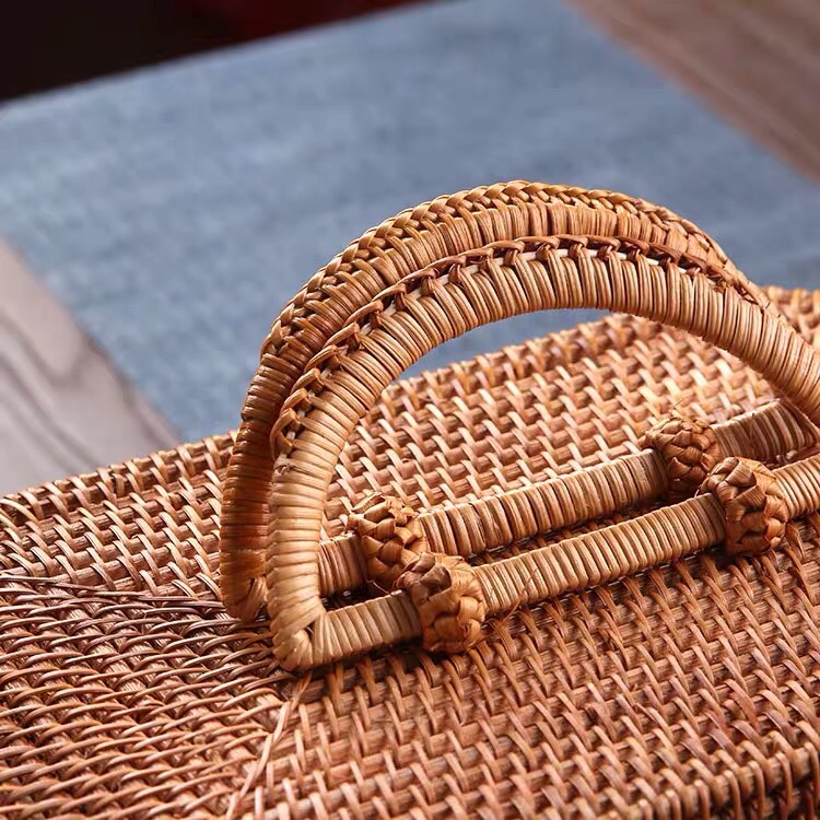 天然纯手工越南藤编八边手提箱细节图