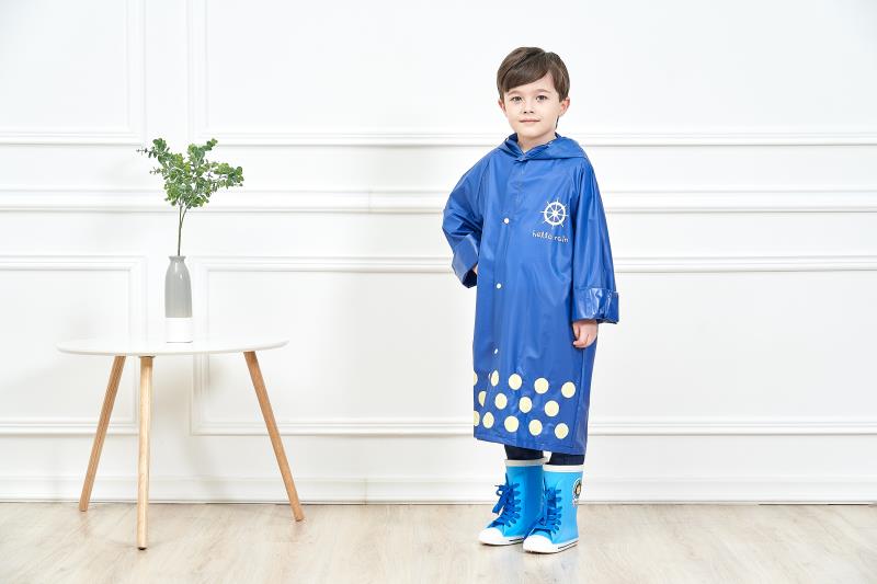 Blue polka dot children's raincoat