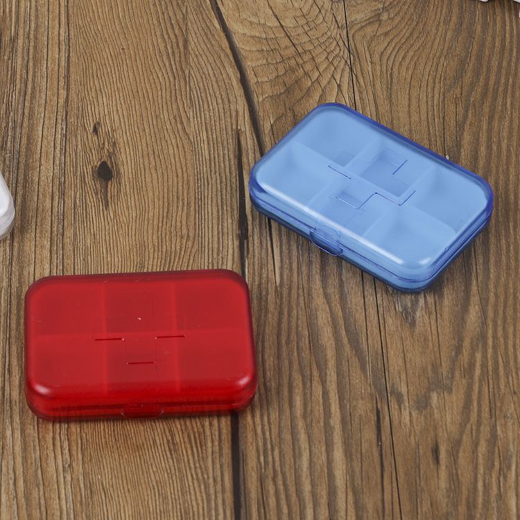 Plastic 6-compartment and 4-compartment cross-shaped medicine box sealed portable storage box with lid, mini medicine box for dispensing pills, storage box for cosmetics, storage box for jewelry Specification image