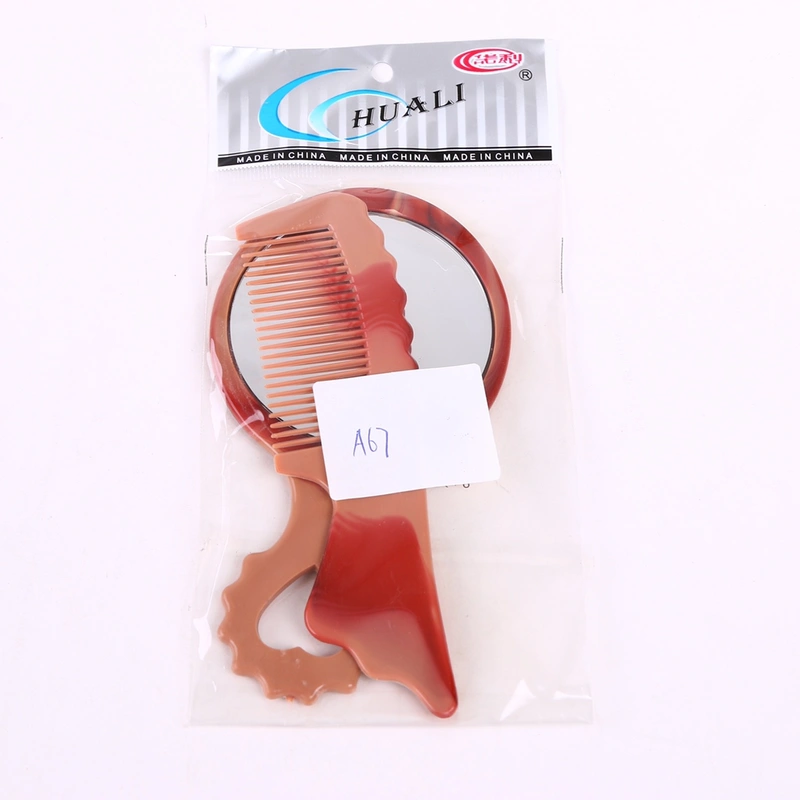 A67 Mirror Comb 2-Piece Makeup Mirror Hair Comb Set