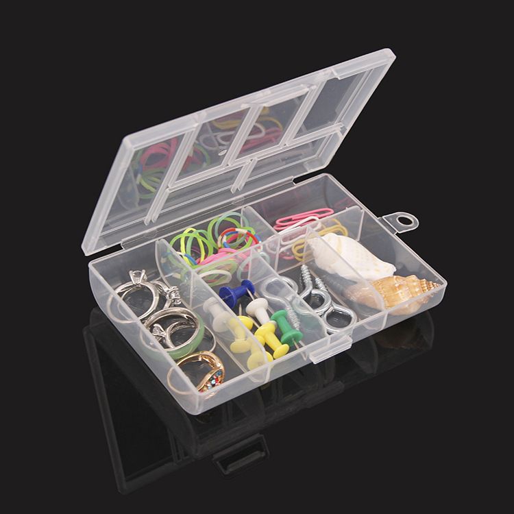 New PP transparent 6-compartment covered classification and organization box desktop organization and storage box Item Picture
