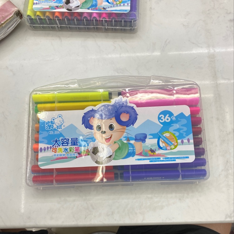 Purple Mouse Zs-204 Triangle Rod 36 Color Large Capacity Washable Watercolor Pen details Picture
