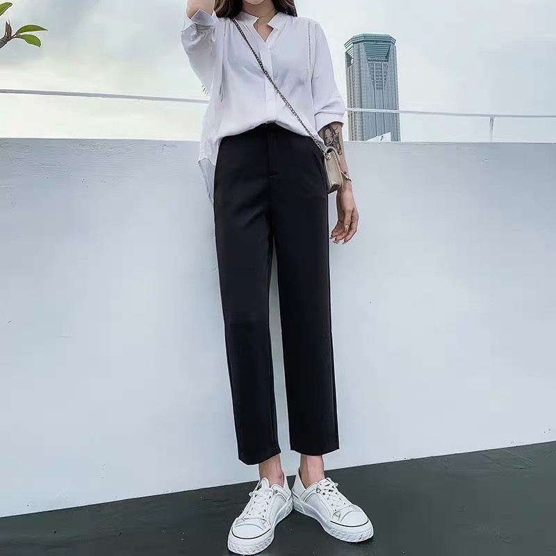 Haren trousers women's autumn high waist trousers loose slim versatile 2020 new casual trousers radish trousers nine minutes trousers 12