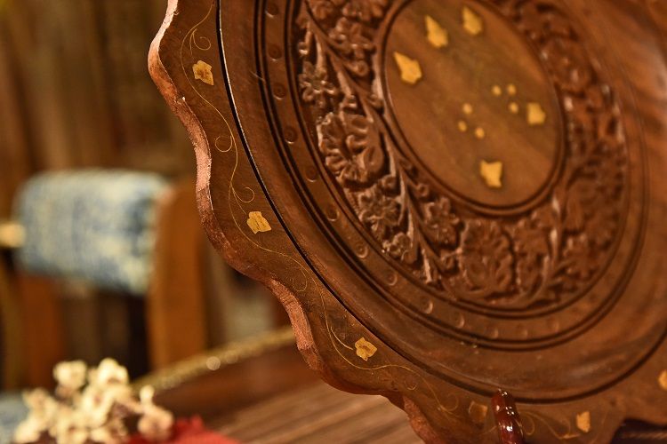 菩提木波浪边圆托盘小产品图