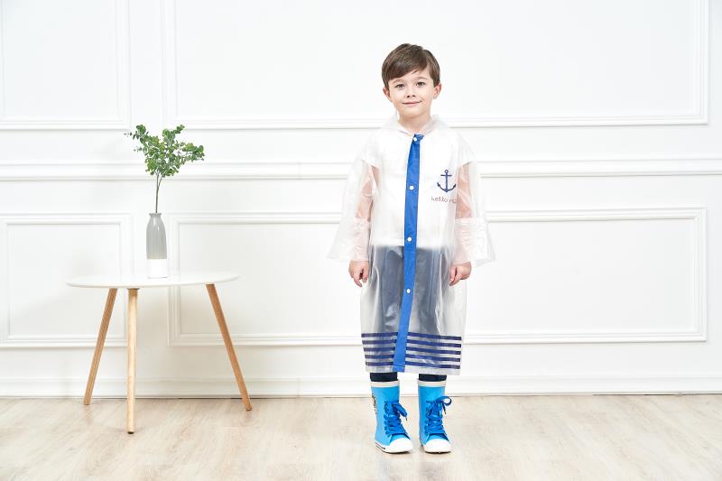 Transparent blue children's raincoat