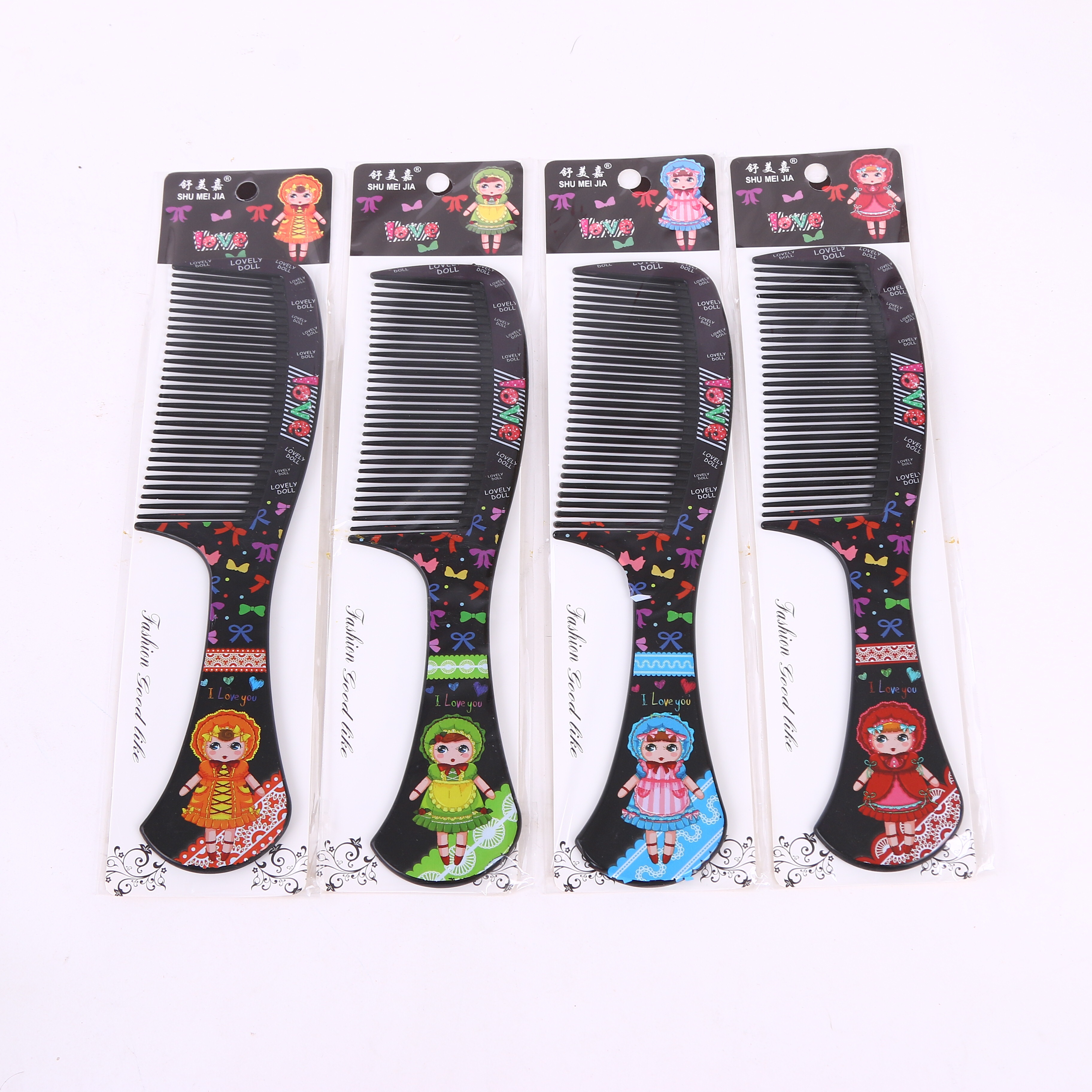 Cartoon Matryoshka Doll Black Plastic Comb Flat Comb Hair Comb details Picture