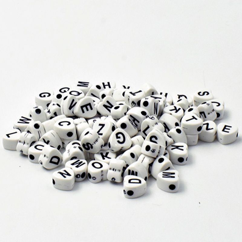 Acrylic alphabet 26 English letters 5*7 flat bead powder DIY children's puzzle beads