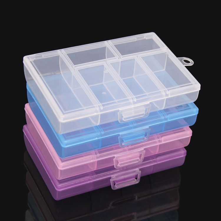 New PP transparent 6-compartment covered classification and organization box desktop organization and storage box