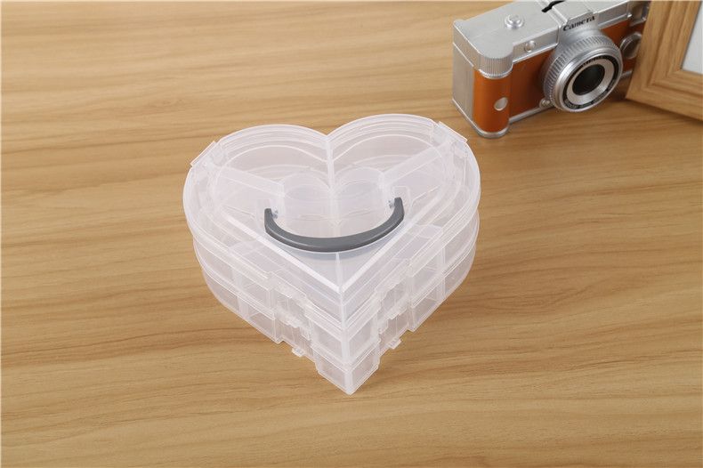 Love three-layer multi-compartment hand-held rubber band hairpin storage box, desktop organization box, fixed compartment parts and accessories box detail image 3