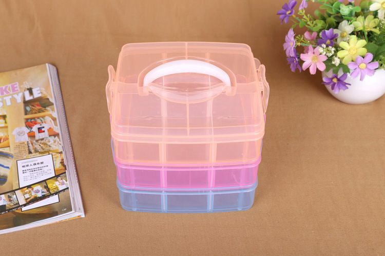 Small three-layer 18-compartment portable detachable storage box, hardware tool combination and organization box Item Picture