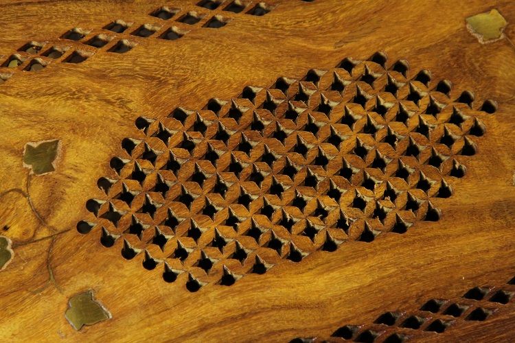 The square Bodhi wood copper-inlaid hollowed-out tray is small Specification image
