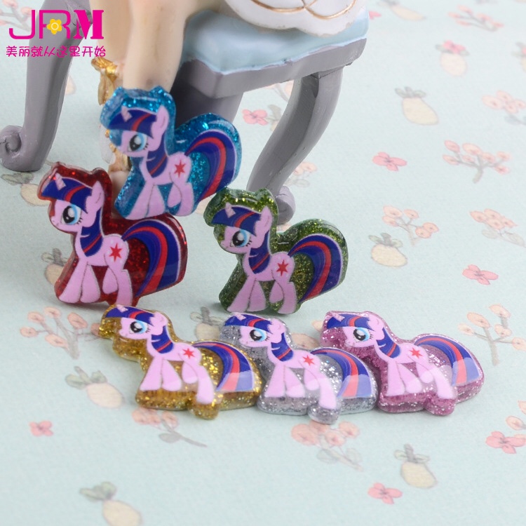 Cartoon pony Violet resin accessories children hair accessories rainbow pony Twilight resin patch wholesale thumbnail