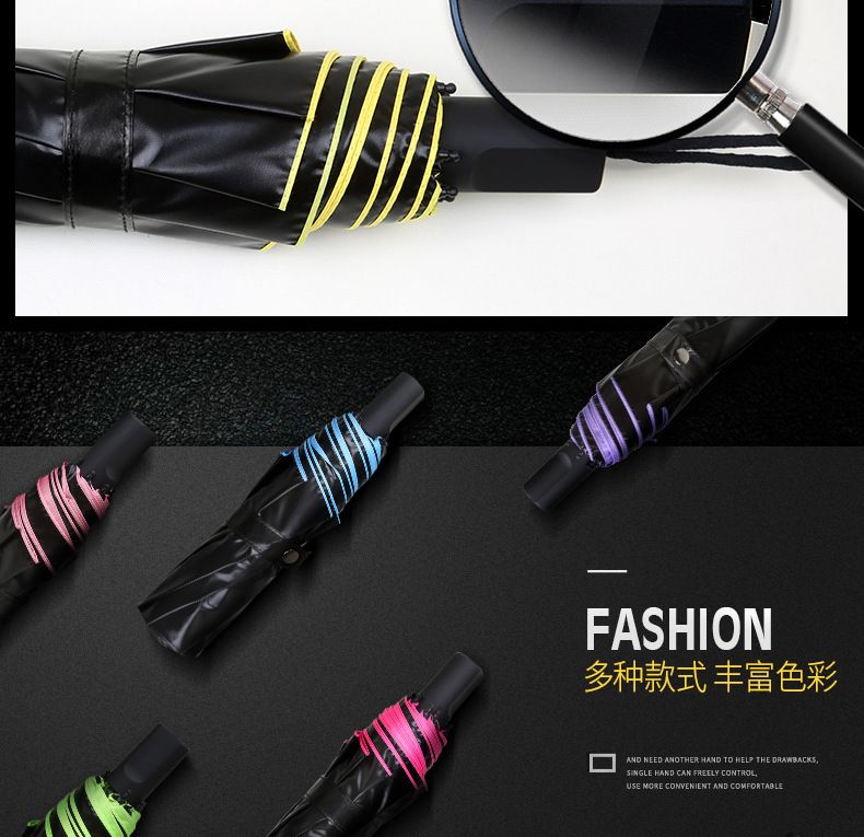 创意小恶魔晴雨伞 黑胶防晒折叠三折学生遮阳伞便携遮阳太阳伞女详情图16