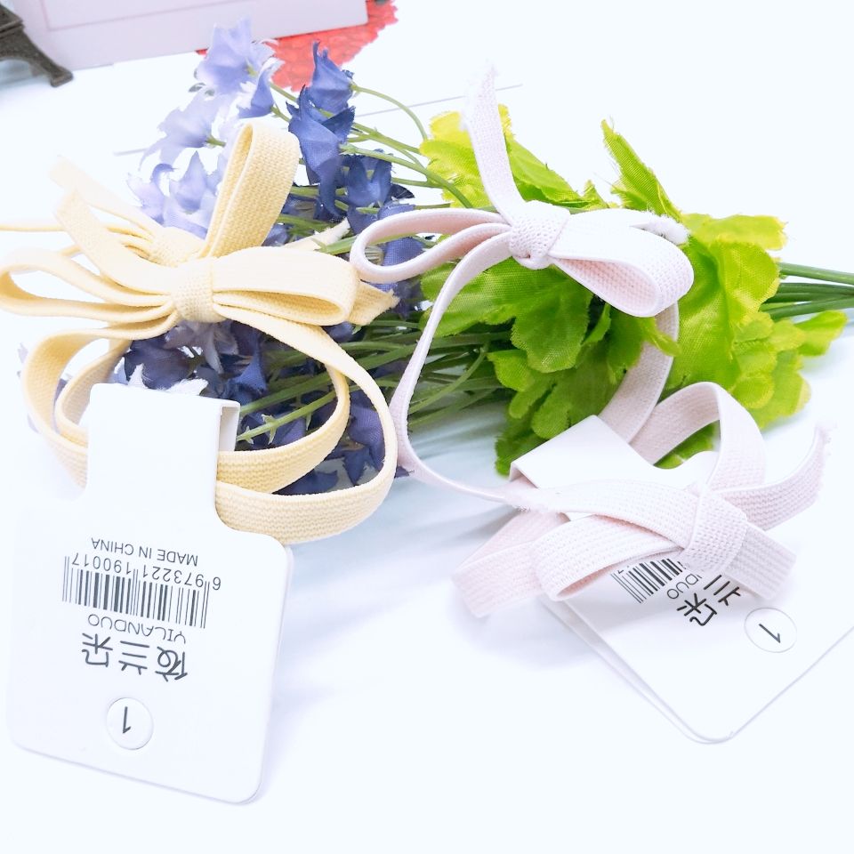 South Korea's new simple high elastic solid color knot flat bow hair loop hair rope hair accessories Specification drawing