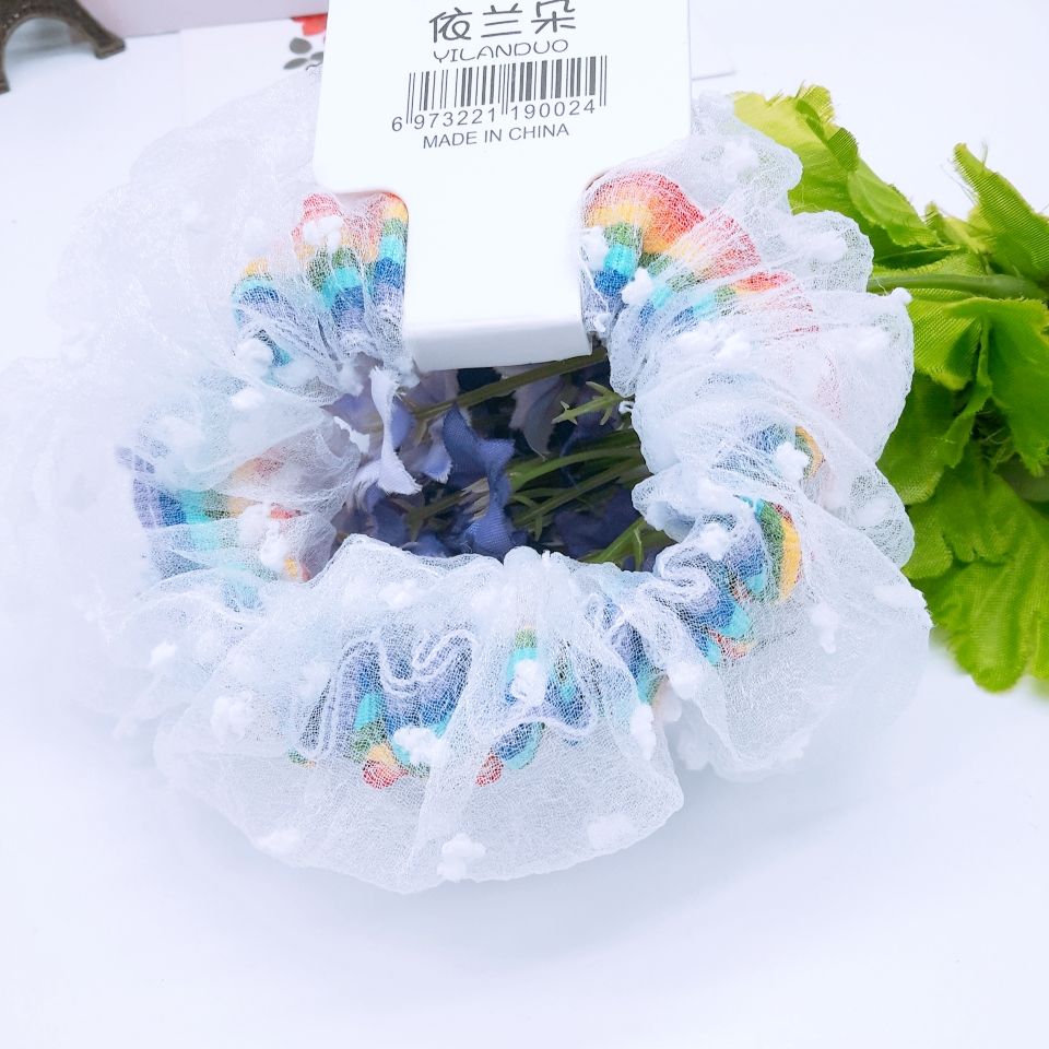 Fairy rainbow headband Mori tie scrunchie super fairy headwear South Korean net red girl face every match out large colon scrunchie details Picture