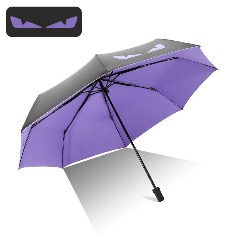 创意小恶魔晴雨伞 黑胶防晒折叠三折学生遮阳伞便携遮阳太阳伞女详情图1