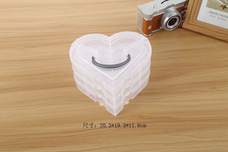 Love three-layer multi-compartment hand-held rubber band hairpin storage box, desktop organization box, fixed compartment parts and accessories box detail image 1