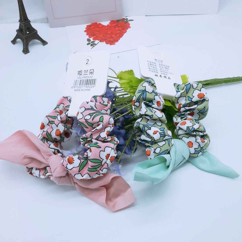 New knotted rabbit ear ribbon, large intestine ring, hair ring, women's waist wrap style, direct sales from the manufacturer of European and American fabric rings detail image 3