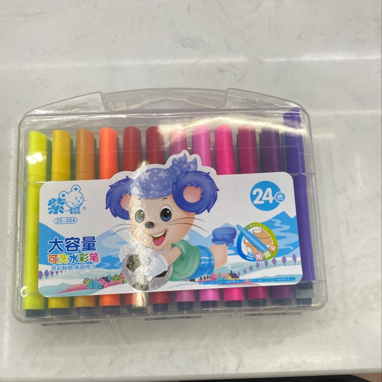 Purple Mouse Zs-204 Large Capacity Triangle Rod 24 Color Washable Watercolor Pen