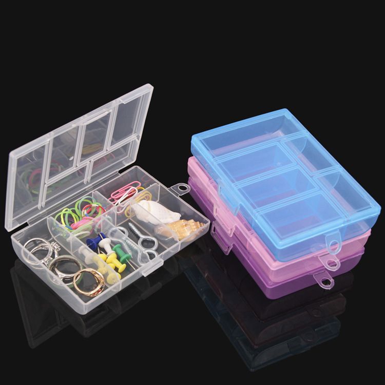 New PP transparent 6-compartment covered classification and organization box desktop organization and storage box details Picture