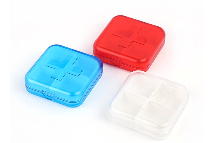 Plastic 6-compartment and 4-compartment cross-shaped medicine box sealed portable storage box with lid, mini medicine box for dispensing pills, storage box for cosmetics, storage box for jewelry detail image 1