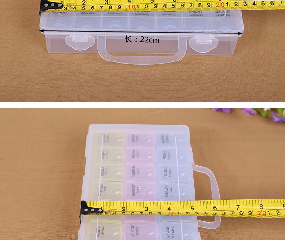 The 21-compartment medicine box set is detachable at will. It is a hand-held storage box with words and a detachable independent lid detail image 5
