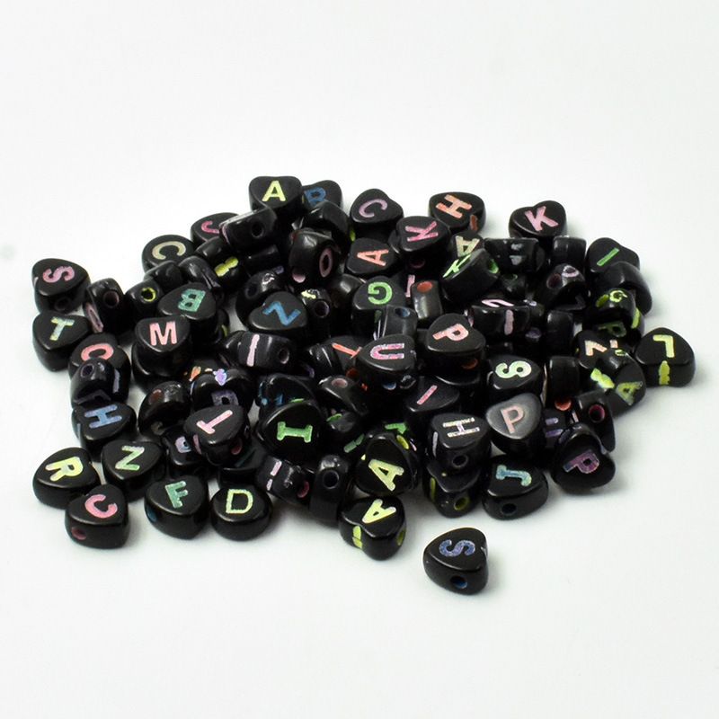 Acrylic beads 26 English numerals and letters 5*7 Peach Heart beads powder DIY children's educational beads thumbnail