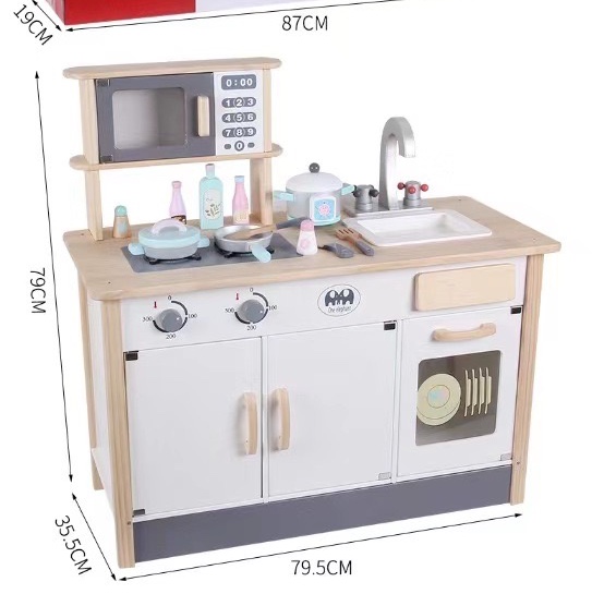 木质厨房玩具灶台男女孩儿童木制过家家切切迷你做饭宝宝厨具