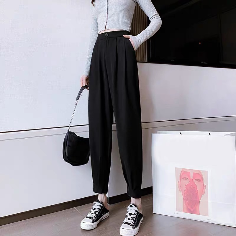 Haren Trousers for women autumn high waist trousers loose slim versatile 2020 new casual trousers radish trousers nine minutes trousers 15