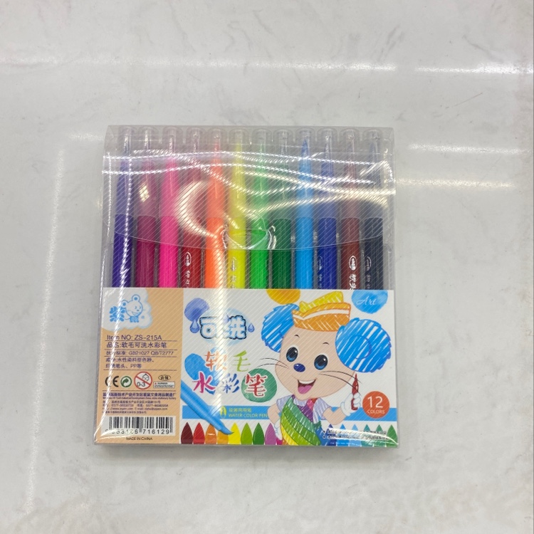 Purple Mouse Zs-215A 12 Color Soft Hair Washable Watercolor Pen
