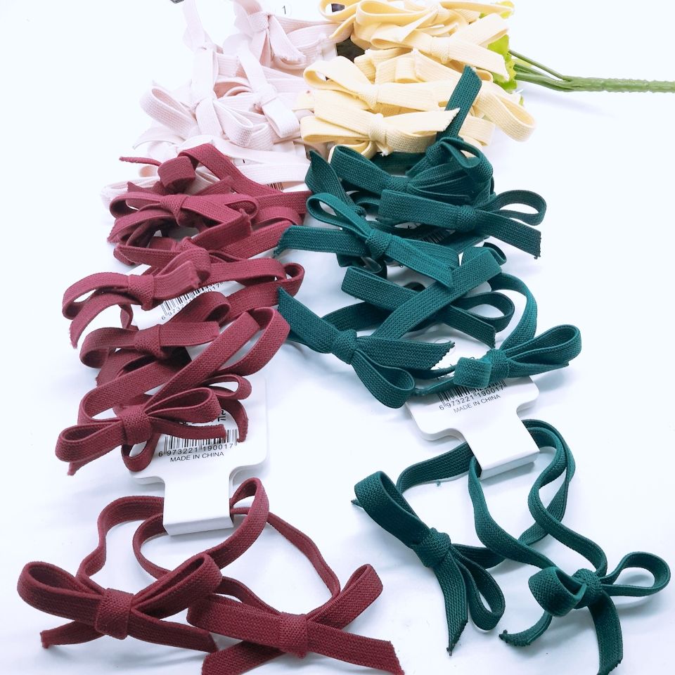South Korea's new simple high elastic solid color knot flat bow hair loop hair rope hair accessories full figure