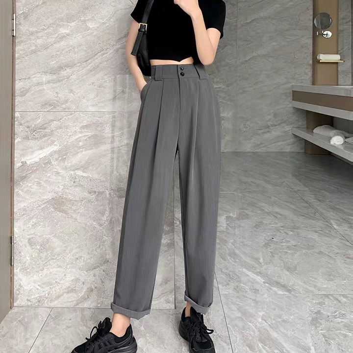Haren Trousers for women autumn high waist trousers loose slimming versatile 2020 new casual trousers radish trousers nine minutes trousers 22