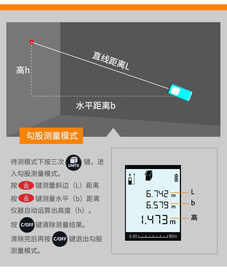 The new 80-meter laser rangefinder, high-precision distance measurement electronic ruler, is suitable for tourism engineering construction and outdoor sports detail image 18
