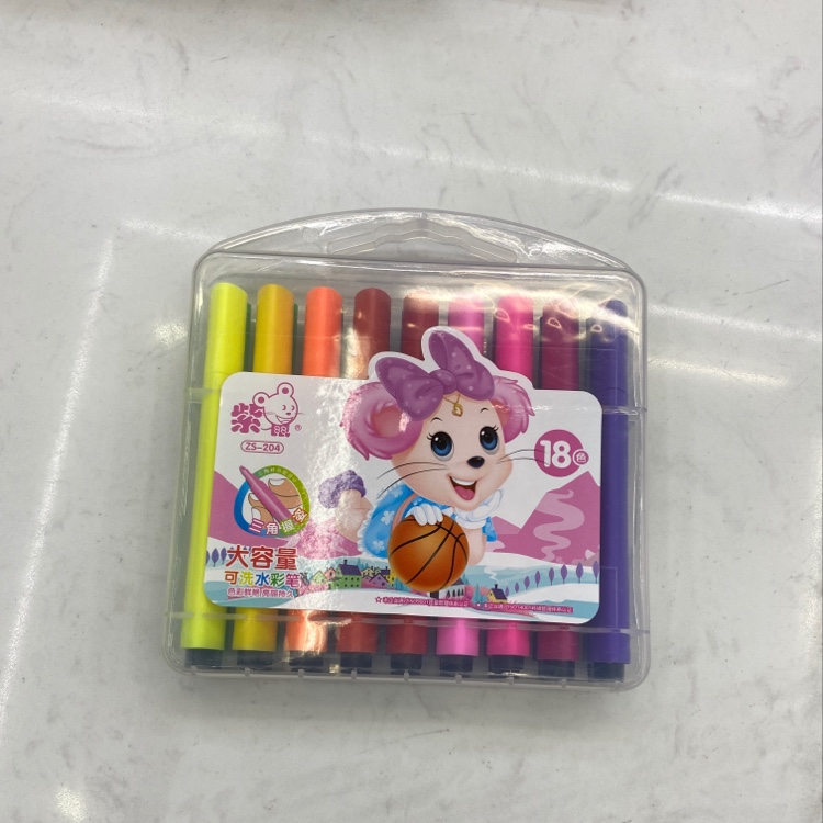 Purple Mouse Zs-204 Triangle Rod 18 Color Large Capacity Washable Watercolor Pen details Picture