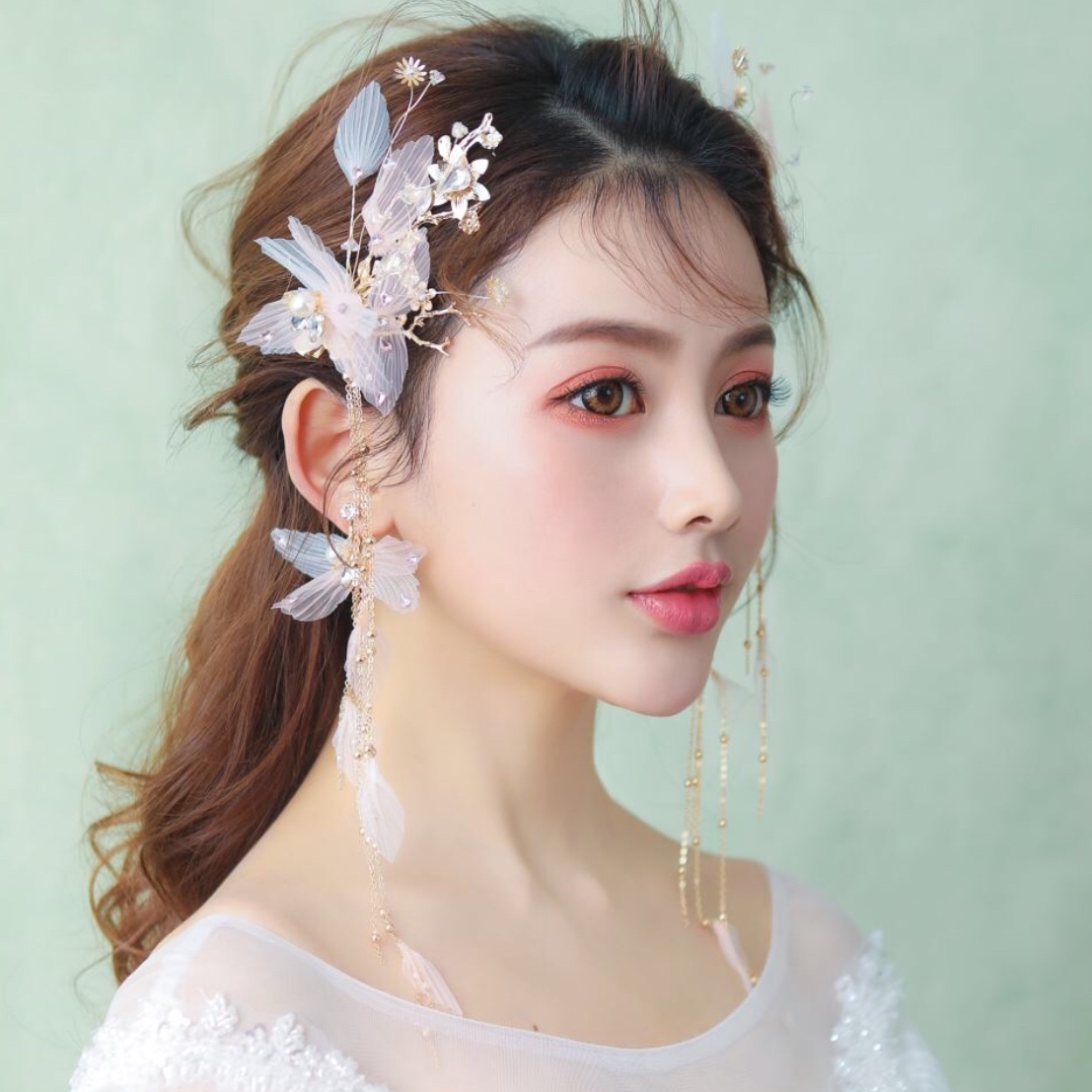 Crepe fringe earrings