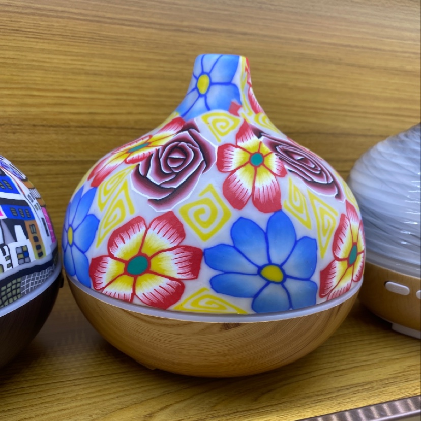 短口油画花卉花纹加湿器