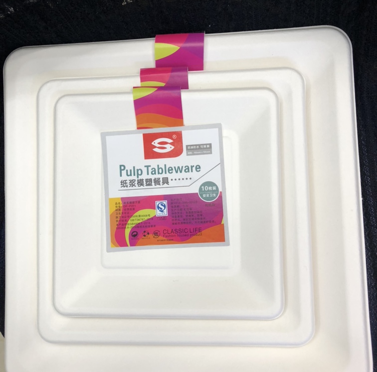 Degradable pulp square plate 6 inch, 8 inch, 10 inch thumbnail