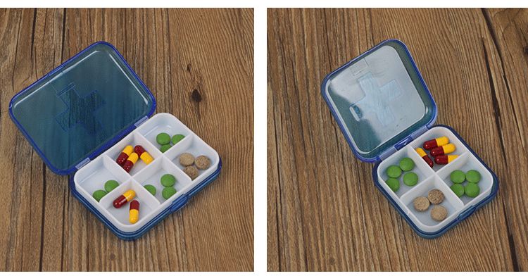 Plastic 6-compartment and 4-compartment cross-shaped medicine box sealed portable storage box with lid, mini medicine box for dispensing pills, storage box for cosmetics, storage box for jewelry detail image 8