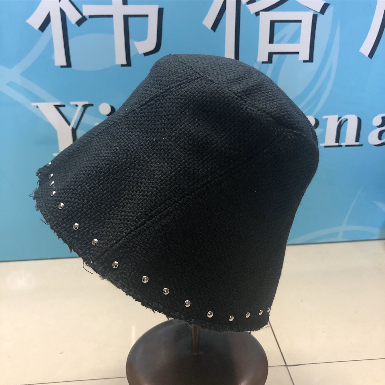 New Korean Street Personality Riveted Bucket Hat Everything Casual Face Small Fisherman Hat Female Summer Sun Protection Specification drawing