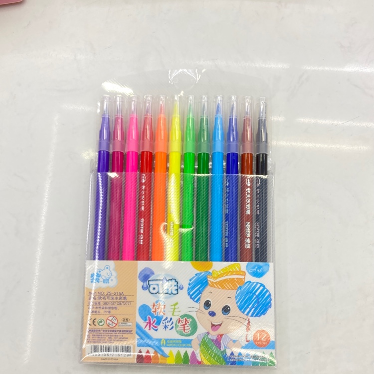 Purple Mouse Zs-215A 12 Color Soft Hair Washable Watercolor Pen Specification drawing