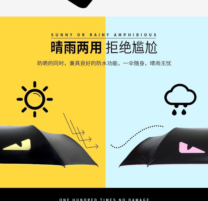 创意小恶魔晴雨伞 黑胶防晒折叠三折学生遮阳伞便携遮阳太阳伞女详情图11